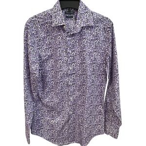 Madison Slim Fit Dynamic Cooling Floral Dress Shirt‎ Purple Small 14-14.5